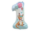 Foil balloon, digit 1 year old, kangaroo 77 cm