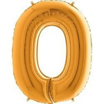 Balon foliowy Cyfra 0 Złota - 102 cm Grabo