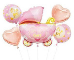 Folienballons - Trolley-Set, rosa, 5 Stück.