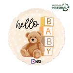 Foil Balloon Hello Baby Teddy Bear Brown 45 cm